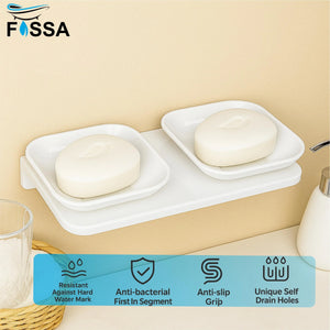 white rectangular double soap holder abs unbreakable ceramic look design