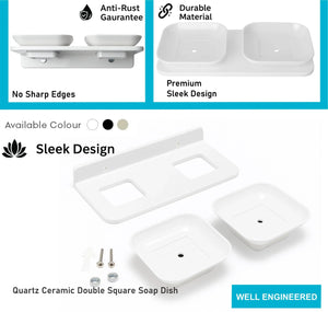 modern bathroom white double soap dish unbreakable abs rectangular design