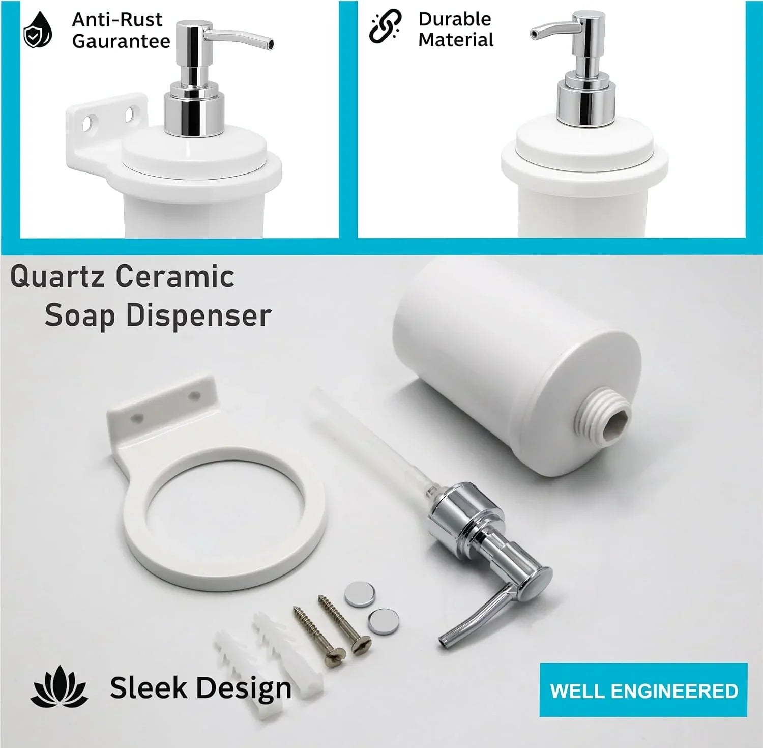 white bathroom soap dispenser abs ceramic finish modern design