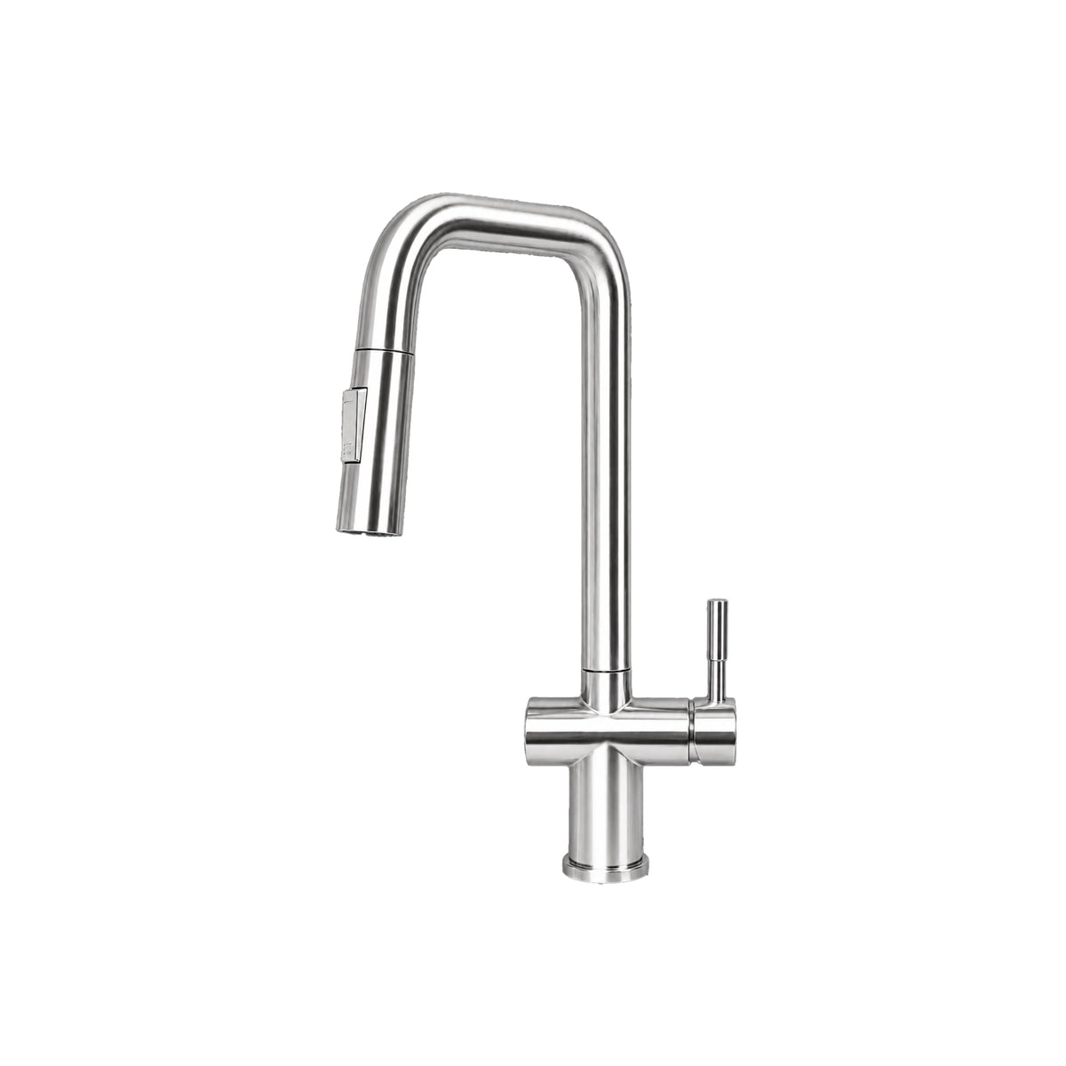Cacia Two-Flow Heavy SUS 304 Pull-Out Kitchen Mixer Faucet in Silver with 360° Rotation and Hot Cold Water