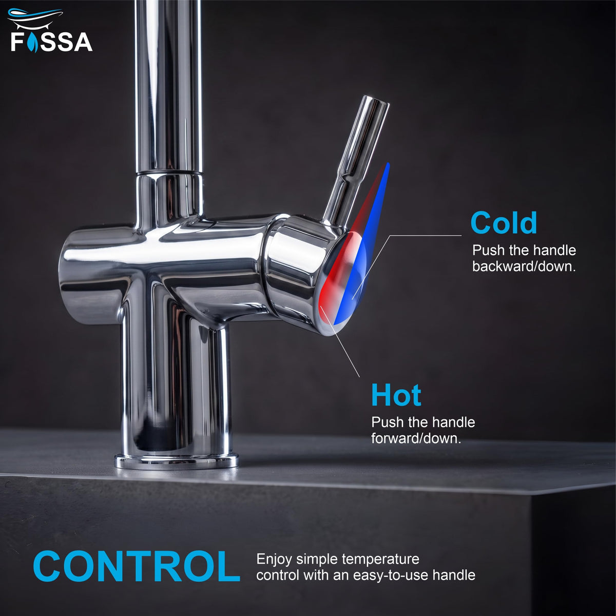 Durable Cacia stainless sink faucet crafted from SUS 304 steel with a smooth polished chrome exterior