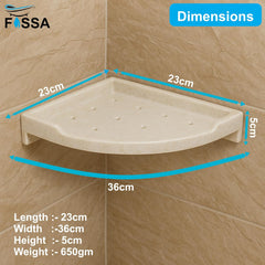 Fossa Classic Ceramic Corner Wall Shelf for Bathroom & Living Room – Wall Mounted Corner Stand for Toilet | Waterproof Space-Saving Bathroom Shelf Ivory (Glossy Finish) - Fossa Home 