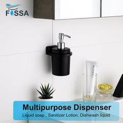 Fossa Classy Wall Mounted Soap Dispenser for Bathroom & Kitchen – Dispenser for Hand Wash, Face Wash, Shampoo & Dish Liquid | Ceramic Body Black (Glossy Finish) - Fossa Home 