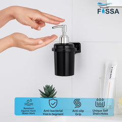 Fossa Classy Wall Mounted Soap Dispenser for Bathroom & Kitchen – Dispenser for Hand Wash, Face Wash, Shampoo & Dish Liquid | Ceramic Body Black (Glossy Finish) - Fossa Home 