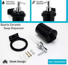 Fossa Classy Wall Mounted Soap Dispenser for Bathroom & Kitchen – Dispenser for Hand Wash, Face Wash, Shampoo & Dish Liquid | Ceramic Body Black (Glossy Finish) - Fossa Home 