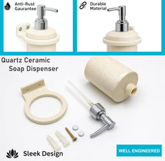 Fossa Classy Soap Dispenser for Bathroom & Kitchen – Wall Mounted Dispenser for Hand Wash & Face Wash | Ceramic Body Ivory (Glossy Finish) - Fossa Home 