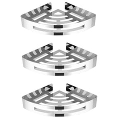 FOSSA Bathroom Shelf, Rustproof Corner Shower Caddy for Bathroom Kitchen Organizer, 304 Stainless Steel (Triangle,3 Packs) (Chrome)