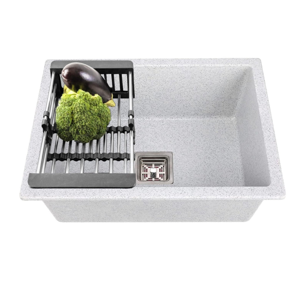 Fossa 21"x18"x09" inch Quartz Single Bowl Kitchen Sink Super Strong Matt Finish (Greystone)