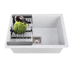 Fossa 21"x18"x09" inch Quartz Single Bowl Kitchen Sink Super Strong Matt Finish (Greystone)