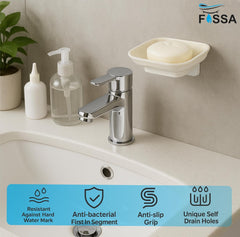 Fossa Classic Ceramic Unbreakable Wall Mounted Soap Dish for Bathroom – with Self-Drain, Rust-Proof & Space-Saving Design | Modern Bathroom Accessories (White)