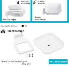 Fossa Classic Ceramic Unbreakable Wall Mounted Soap Dish for Bathroom – with Self-Drain, Rust-Proof & Space-Saving Design | Modern Bathroom Accessories (White)