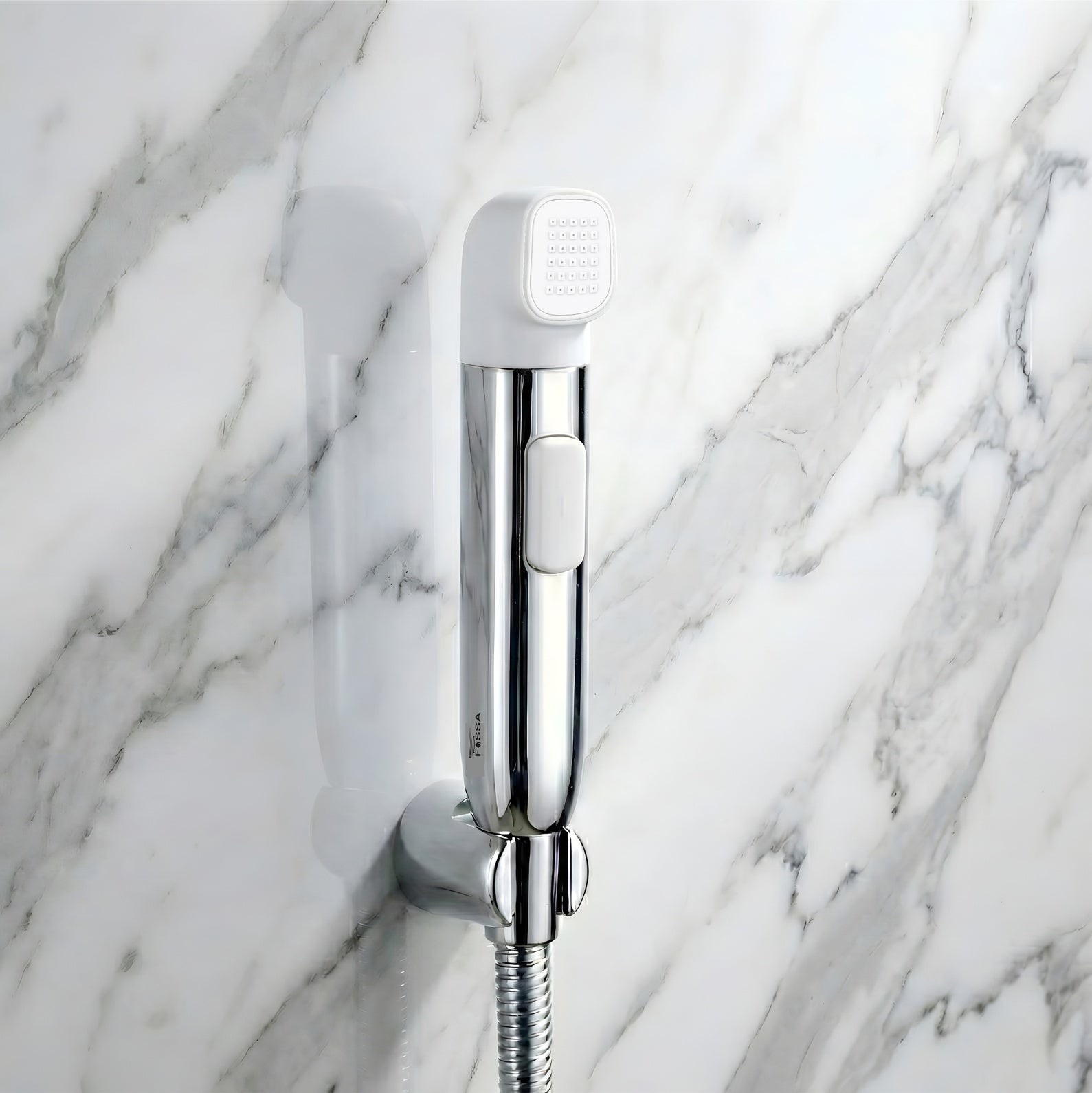 Krave White ABS Dual Function Health Faucet with 1 Meter 304-Grade SS Hose Pipe & Hook - Fossa Home 