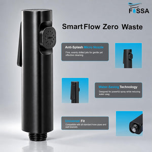 Close-Up View of Erica Black ABS Health Faucet with Durable Body Finish