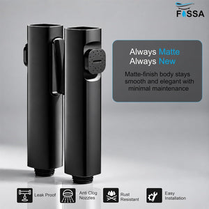 Erica Black Health Faucet with Stainless Steel Hose Pipe Connection