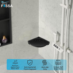 Fossa Classic Ceramic Unbreakable Foot Rest Stand for Smart Bathroom Corner – Adjustable Leg Support, Anti-Slip Design for Shaving | Foot Rest Stand (Black) Glossy Finish - Fossa Home 