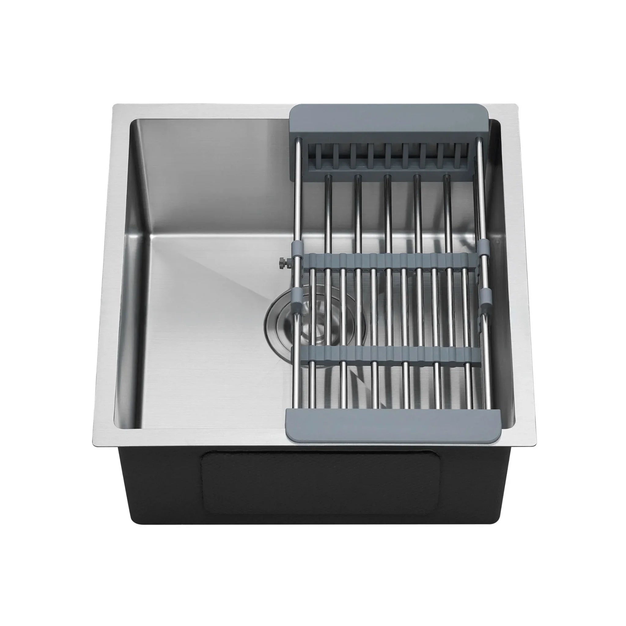 Fossa 18"x16"x09" Inch Single Bowl Premium Stainless Steel Round Coupling Handmade Kitchen Sink (Matte Finish) Silver - Fossa Home