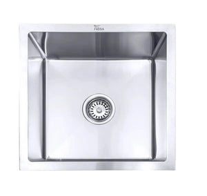 Fossa 18"x16"x09" Inch Single Bowl Premium Stainless Steel Round Coupling Handmade Kitchen Sink (Matte Finish) Silver - Fossa Home 