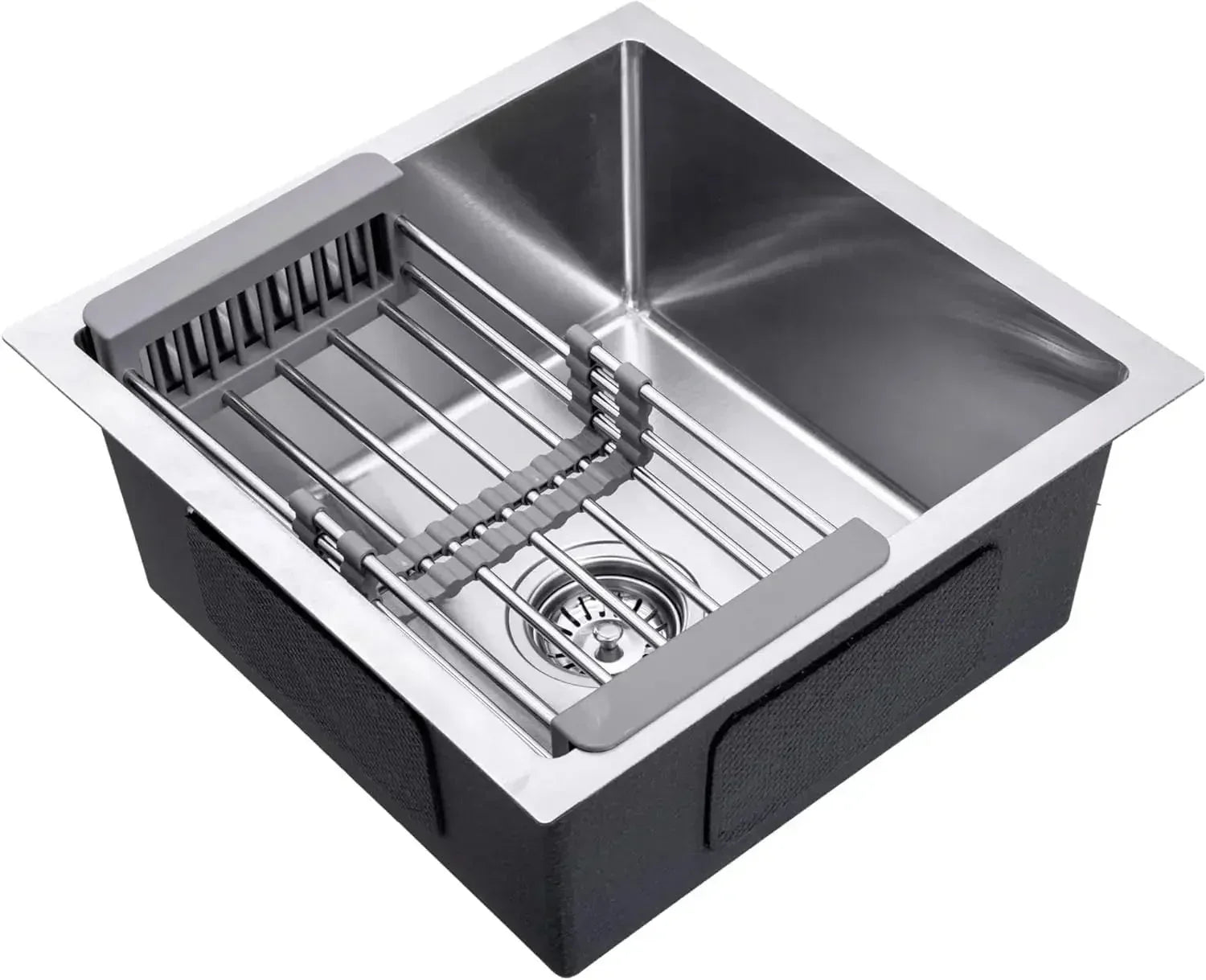 Fossa 18"x16"x09" Inch Single Bowl Premium Stainless Steel Round Coupling Handmade Kitchen Sink (Matte Finish) Silver - Fossa Home 