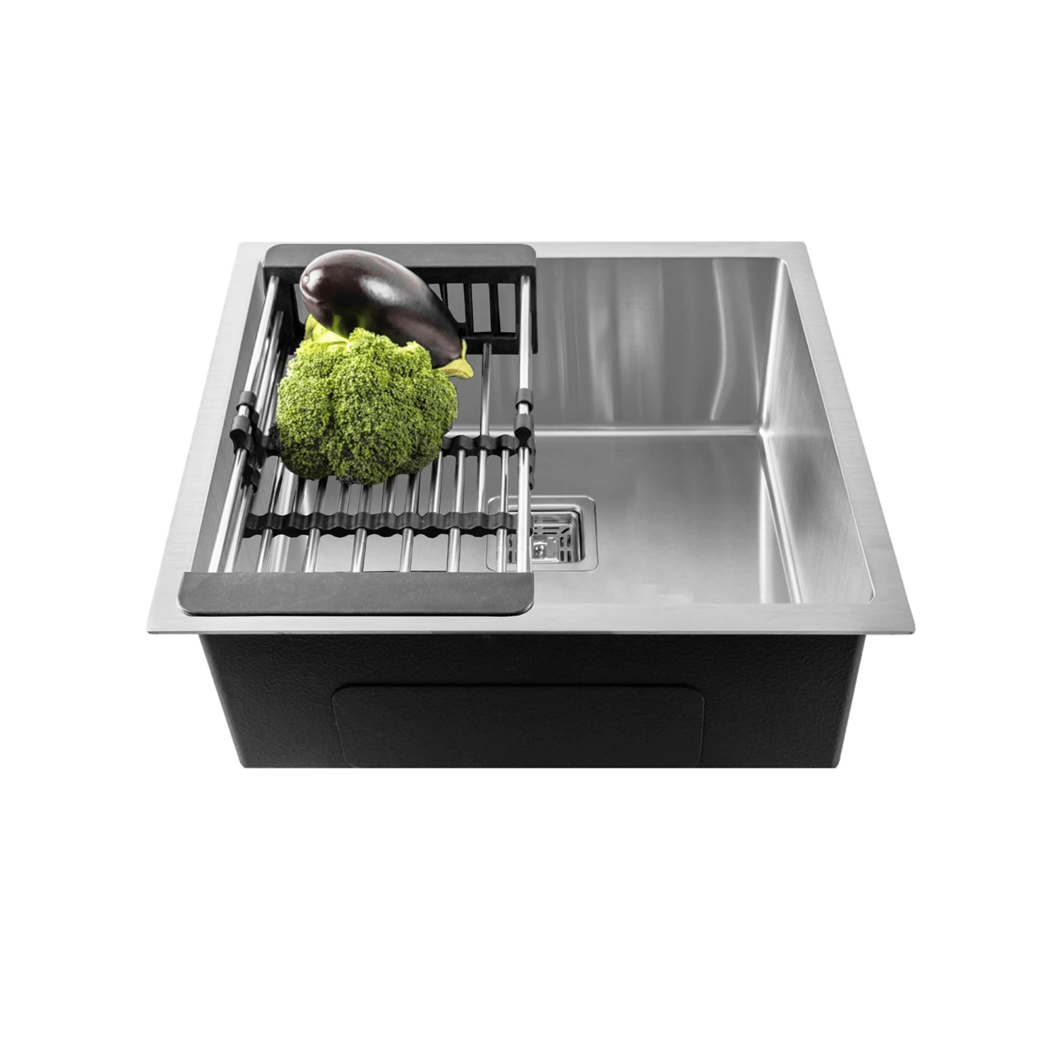 Fossa 18"x18"x09" inch Single Bowl 304 Grade Stainless Steel Handmade Kitchen Sink (Matte Finish) Silver - Fossa Home