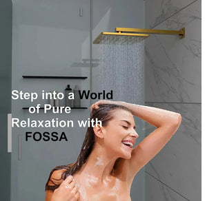 Fossa 8 Inch Rainfall Shower Head Fixed Shower Head 304 Stainless Steel Rain Showers Overhead Wall Mounted, (Gold) - Fossa Home