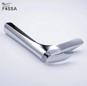 Fossa Alive Extended Body Brass Bathroom Sink Wash Basin Mixer Tap Single Handle Hot & Cold Lavatory Sink Faucet for Living Room & Bathrooms (Silver) - Fossa Home