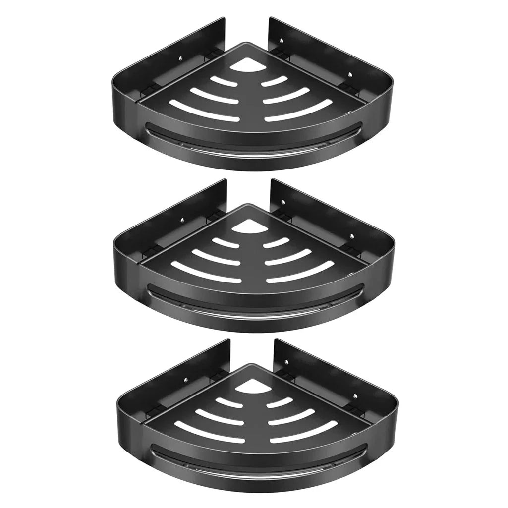 FOSSA Bathroom Shelf, Rustproof Corner Shower Caddy for Bathroom Kitchen Organizer, 304 Stainless Steel (Triangle,3 Packs) (Black) - Fossa Home