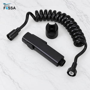 Fossa Erica black ABS health faucet with flexible hose pipe and wall hook