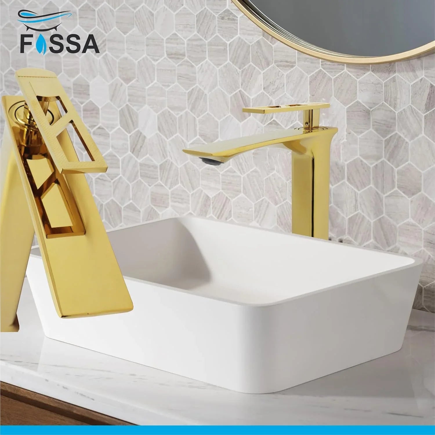 Fossa Classy Extended Body Brass Bathroom Sink Wash Basin Mixer Tap Single Handle Hot & Cold Lavatory Sink Faucet for Living Room & Bathrooms (Gold) - Fossa Home