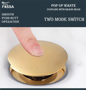 Fossa 3" Inch Brass Pop Up Waste Coupling with Smooth Push Button,Waste Coupling,Drain Out let System Pop up Full Threaded Waste Coupling (Gold) - Fossa Home