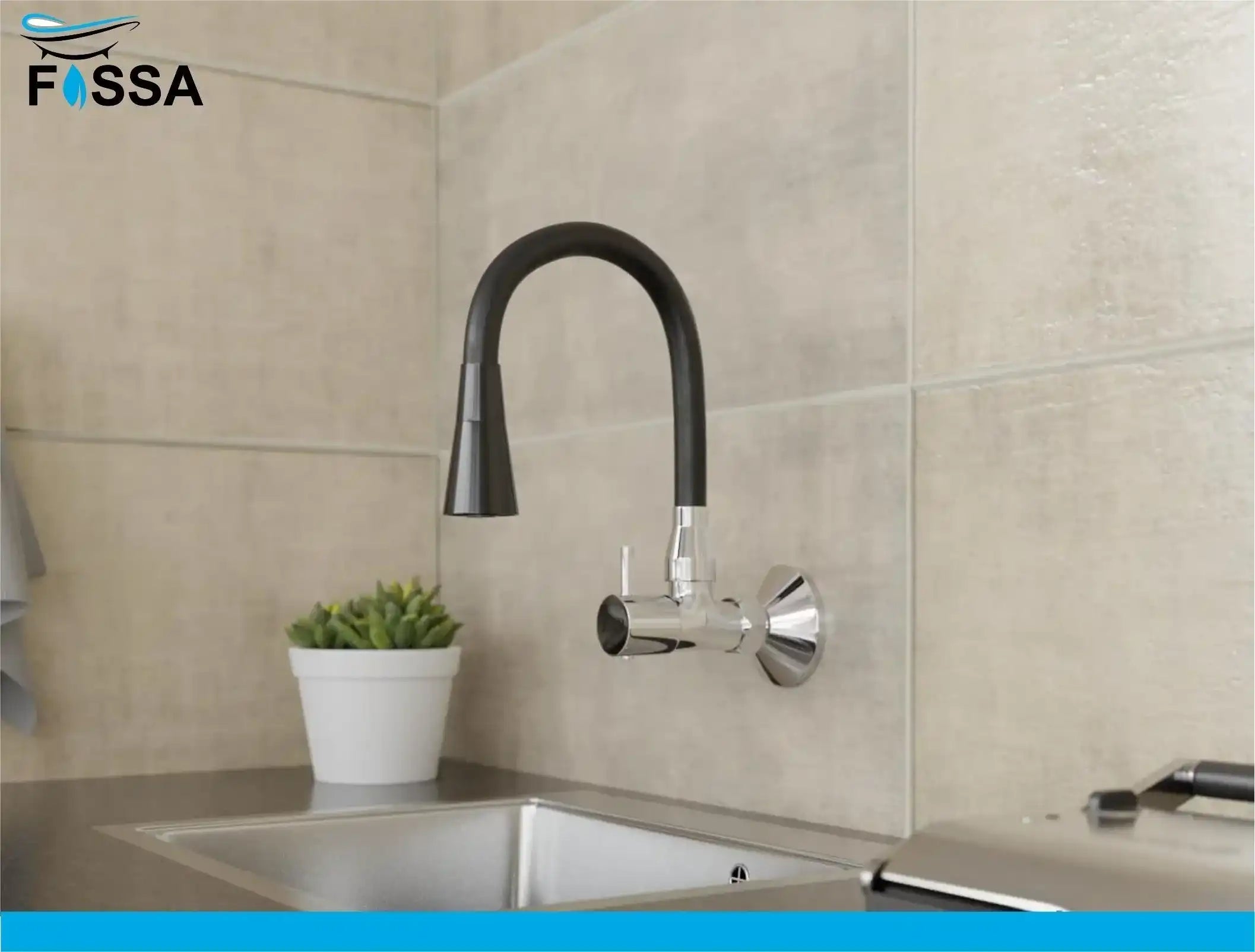 Fossa Brass Sink Cock with Dual Flow Kitchen Faucet with Flexible Swivel Spout (Black) - Fossa Home 