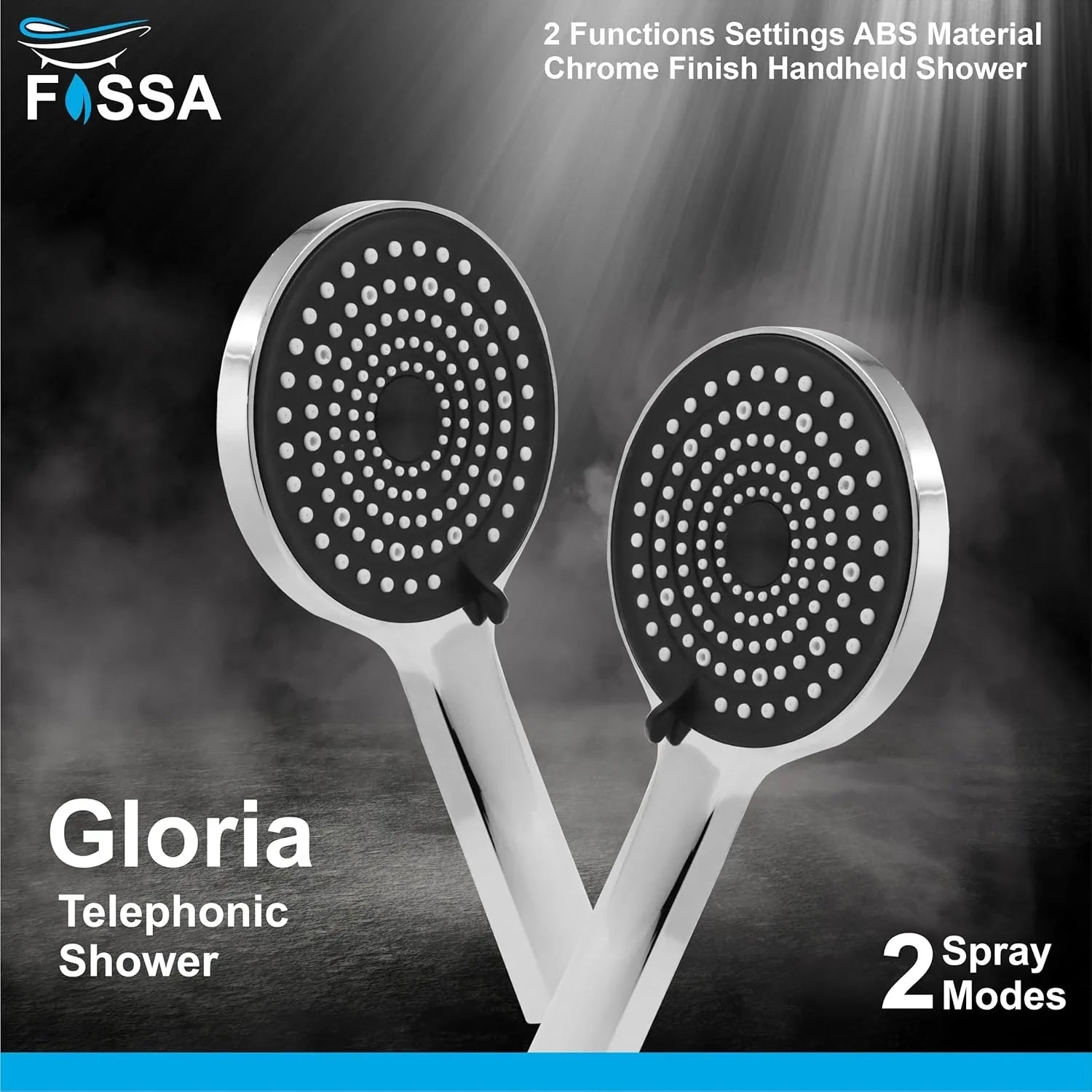 Fossa Gloria Hand Shower Set – High Pressure Shower & 2 Spray Modes | ABS Body, Chrome Finish (Hand Shower Only) - Fossa Home