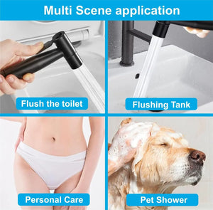 Fossa Hand Held Bidet Sprayer Premium Stainless Steel Sprayer - Health Faucet for Toilet, with 1 Mtr Spring Flexible Shower Hose Pipe,Hook (Black) - Fossa Home