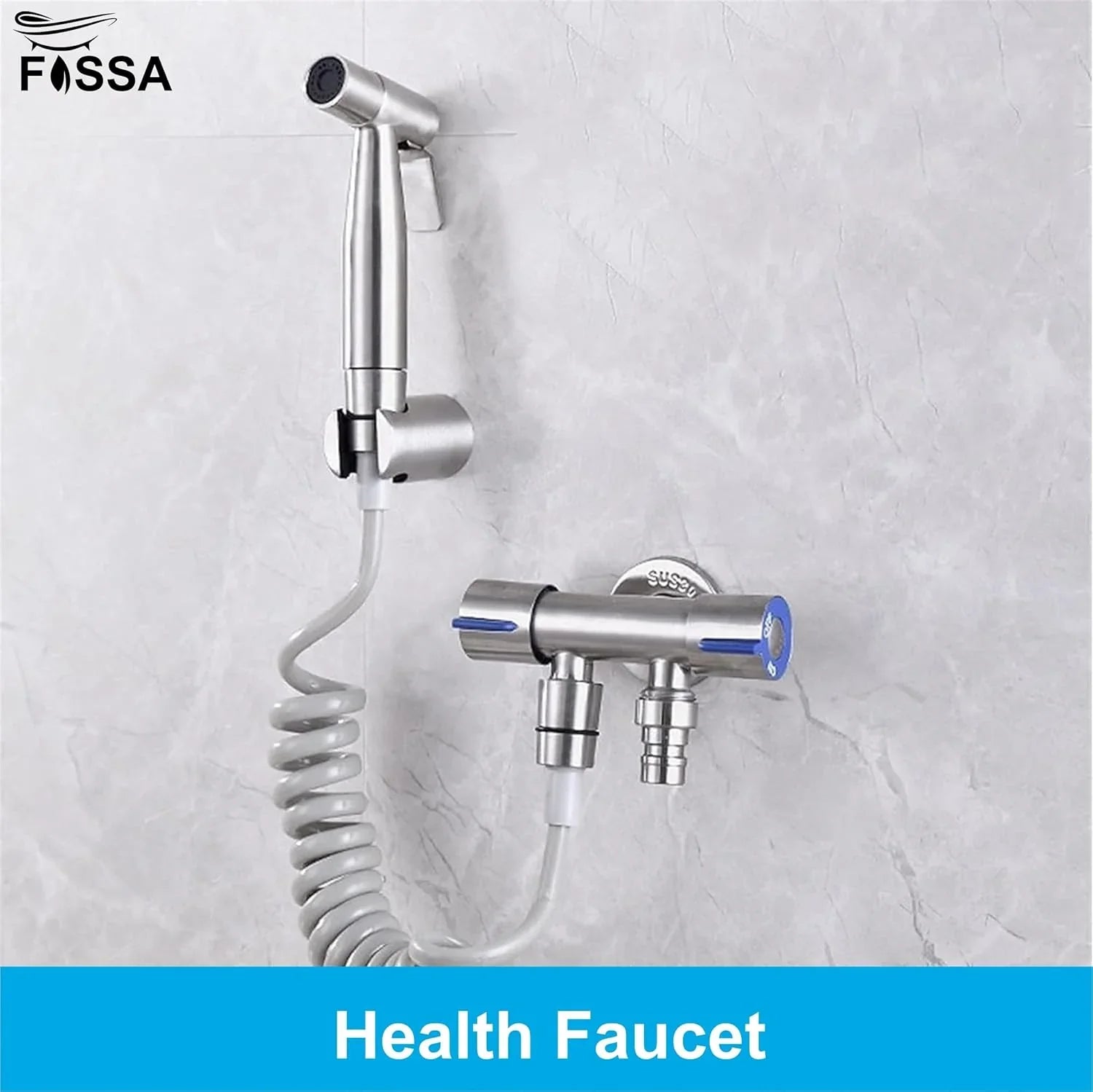 Fossa Hand Held Bidet Sprayer Premium Stainless Steel Sprayer - Health Faucet for Toilet, with 1 Mtr Spring Flexible Shower Hose Pipe,Hook ( Silver) - Fossa Home