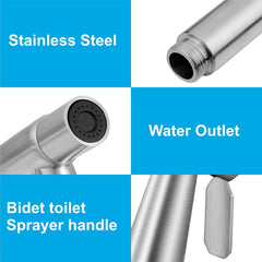 Fossa Hand Held Bidet Sprayer Premium Stainless Steel Sprayer - Health Faucet for Toilet, with 1 Mtr Spring Flexible Shower Hose Pipe,Hook ( Silver) - Fossa Home