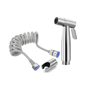Fossa Hand Held Bidet Sprayer Premium Stainless Steel Sprayer - Health Faucet for Toilet, with 1 Mtr Spring Flexible Shower Hose Pipe,Hook ( Silver) - Fossa Home