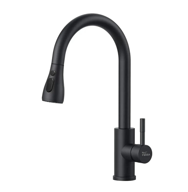SUS 304 Kitchen Sink Mixer Tap with Pull-Down Sprayer – Black - Fossa Home 