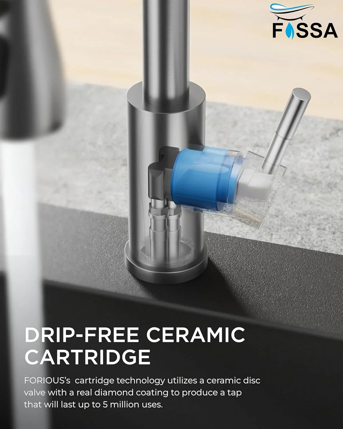 Fossa Heavy SUS 304 Stainless Steel Silver Single Lever Sink Hot & Cold Water Mixer Pull Down Tap Kitchen Sink Faucet with Pull Out Sprayer for Silver (Heavy) - Fossa Home