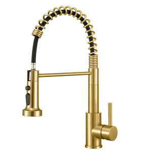 Fossa Pull Down Sprayer, Kitchen Mixer Tap 360° Swivel, Commercial Kitchen Faucet Single Handle Mixer Tap with 2 Spray Modes Brushed (Gold) Fossa Home