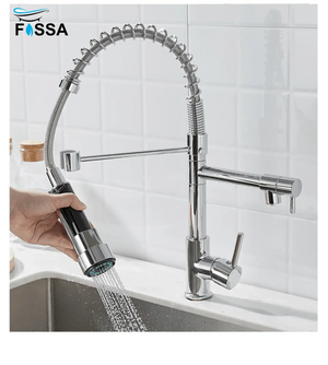 Kitchen Tap Kitchen Faucet Brushed Nickel Pull Down Kitchen Tap Single Handle 360 Degree Rotating Cold Hot Water Mixer Sink Taps Chrome Fossa Home