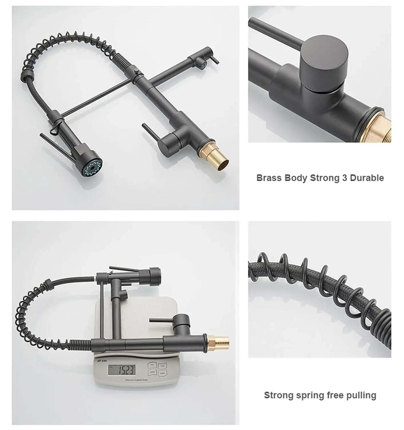 Kitchen Tap Kitchen Faucet Brushed Nickel Pull Down Kitchen Tap Single Handle 360 Degree Rotating Cold Hot Water Mixer Sink Taps Chrome (Black) Fossa Home