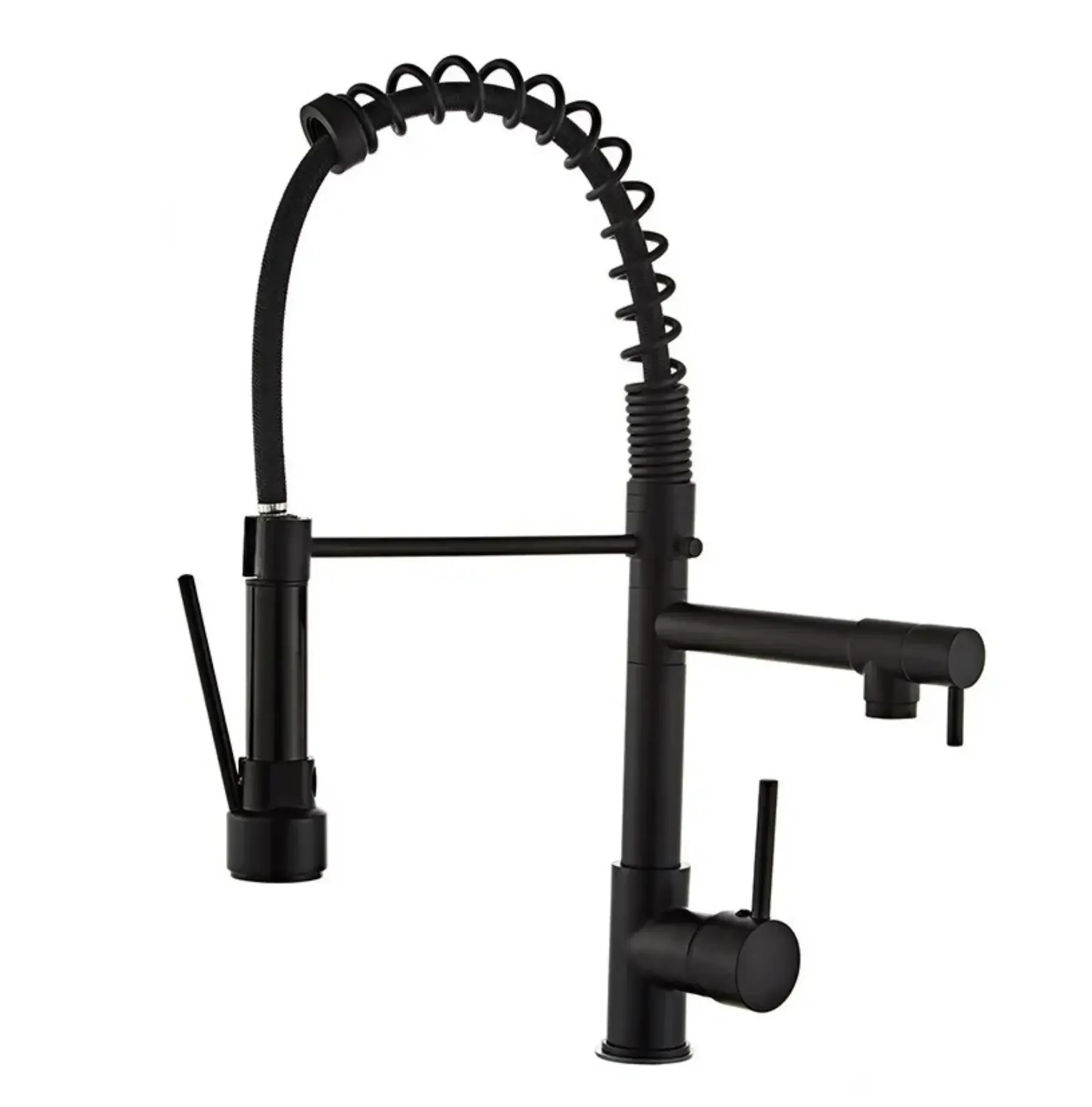 Kitchen Tap Kitchen Faucet Brushed Nickel Pull Down Kitchen Tap Single Handle 360 Degree Rotating Cold Hot Water Mixer Sink Taps Chrome (Black) Fossa Home