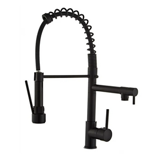 Kitchen Tap Kitchen Faucet Brushed Nickel Pull Down Kitchen Tap Single Handle 360 Degree Rotating Cold Hot Water Mixer Sink Taps Chrome (Black) Fossa Home