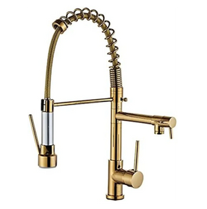 Kitchen Tap Kitchen Faucet Brushed Nickel Pull Down Kitchen Tap Single Handle 360 Degree Rotating Cold Hot Water Mixer Sink Taps Chrome (Gold) Fossa Home