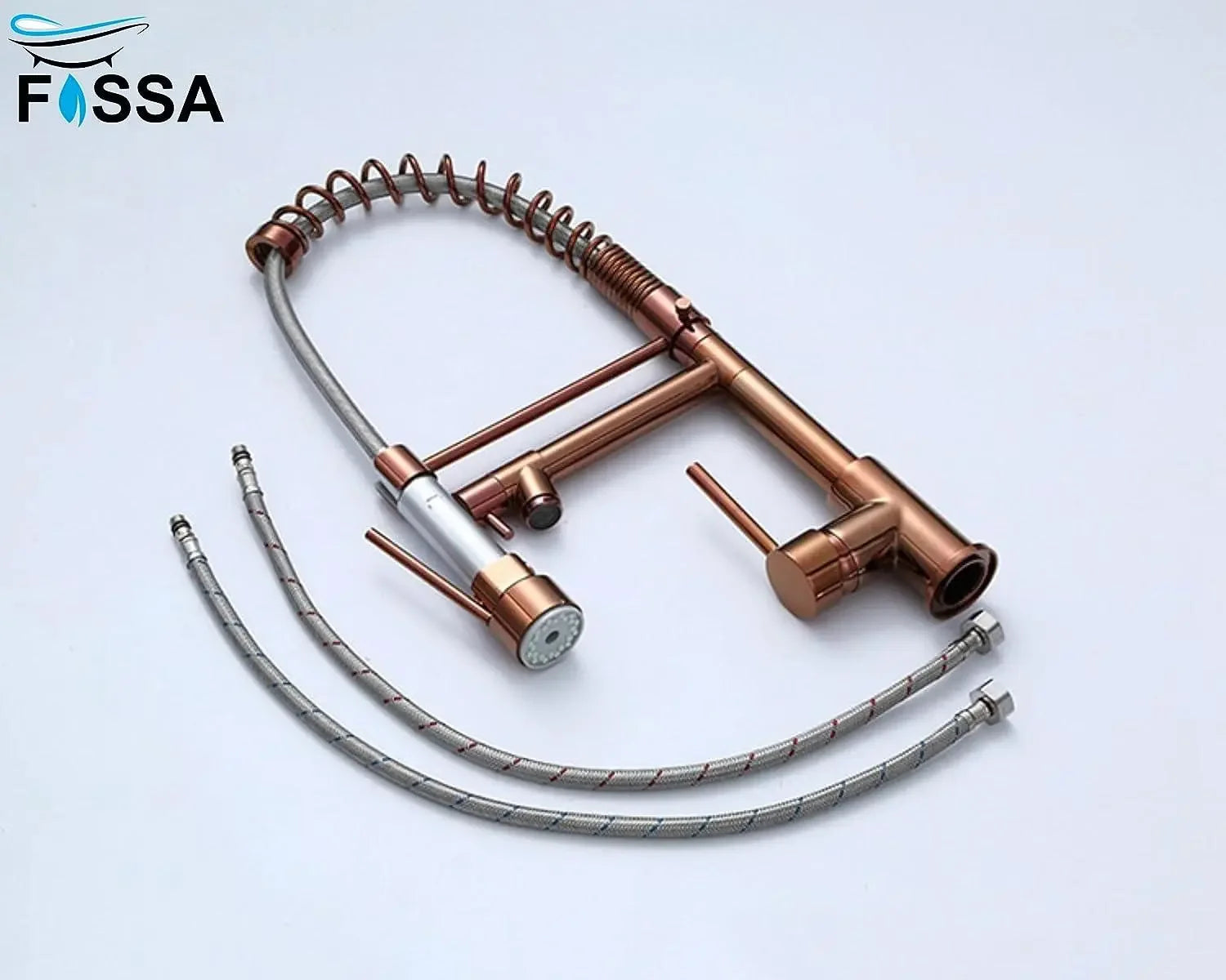 Kitchen Tap Kitchen Faucet Brushed Nickel Pull Down Kitchen Tap Single Handle 360 Degree Rotating Cold Hot Water Mixer Sink Taps Chrome (Rose Gold) Fossa Home