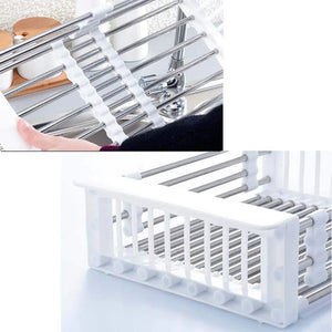 Fossa 20 Inch Sink Strainer Drain Telescopic Drain Basket with Adjustable Kitchen Drain Basket ( White ) - Fossa Home