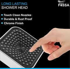Fossa 4"x4" Square Alpha Wave Shower Head - High Pressure Rain - Luxury Design - 1-Min Install - Easy Clean Adjustable for Your Bathroom Shower Heads Chrome Finish (Without Arm) - Fossa Home 