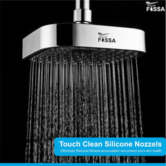 Fossa 4"x4" Square Alpha Wave Shower Head - High Pressure Rain - Luxury Design - 1-Min Install - Easy Clean Adjustable for Your Bathroom Shower Heads Chrome Finish (Without Arm) - Fossa Home 