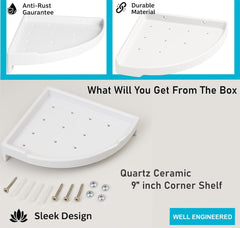 Fossa Classic Ceramic Corner Wall Shelf for Bathroom & Living Room – Wall Mounted Corner Stand for Toiletries | Space-Saving Waterproof Bathroom Corner Shelf Ivory (Glossy Finish) - Fossa Home 