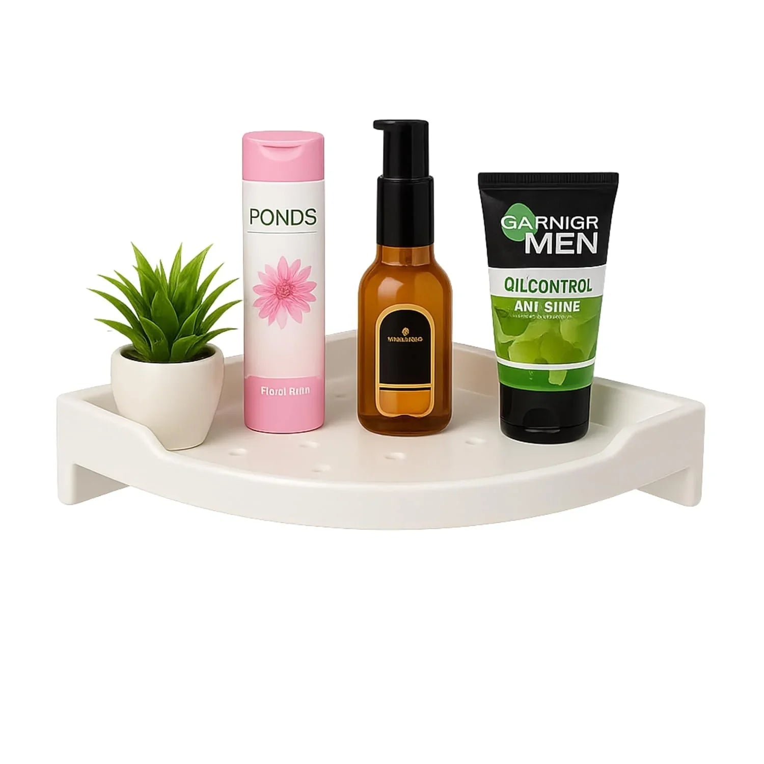 Fossa Classic Ceramic Corner Wall Shelf for Bathroom & Living Room – Wall Mounted Corner Stand for Toiletries | Space-Saving Waterproof Bathroom Corner Shelf Ivory (Glossy Finish) - Fossa Home 