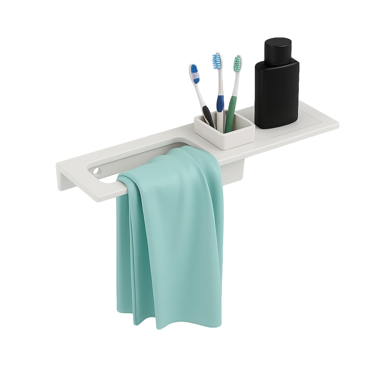 Fossa Classic Ceramic Sink Organizer with Towel Ring & Brush Holder – Multi-Functional Wall Mounted Bathroom Rack | Rust & Fade Proof, Space-Saving Ceramic Holder | White (Glossy Finish) - Fossa Home 